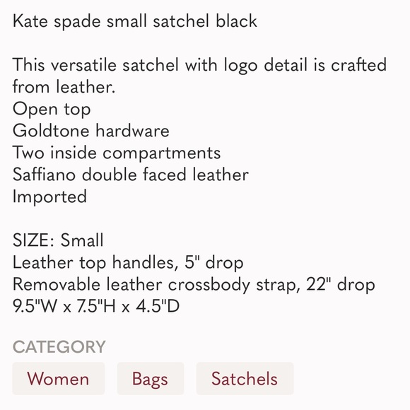 Kate Spade Small Eva Leather Satchel Crossbody Black Bag - Picture 10 of 10